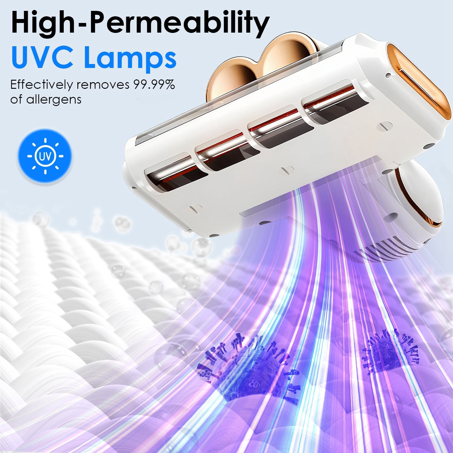 Imountek 200W Handheld Bed Vacuum Cleaner, 16Kpa Cordless Mattress Vacuum Cleaner with UVC & Ultrasonic, 18000 RPM Brushroll, Dual Dust Cups, for Bed Pillow Sofa Crib