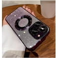 thumbnail image 6 of Gradient Glitter Magnifying Glass Plated case with CD Pattern, Comes with Lens Film, Full wrap Protection for iPhone 15 14 13 12 11 Pro Max Plus case (Dark Purple,iPhone 15 Pro Max), 6 of 8