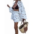 thumbnail image 3 of Set for Women Long Sleeve Shirt and Shorts Set White 2 Piece Set S, 3 of 10
