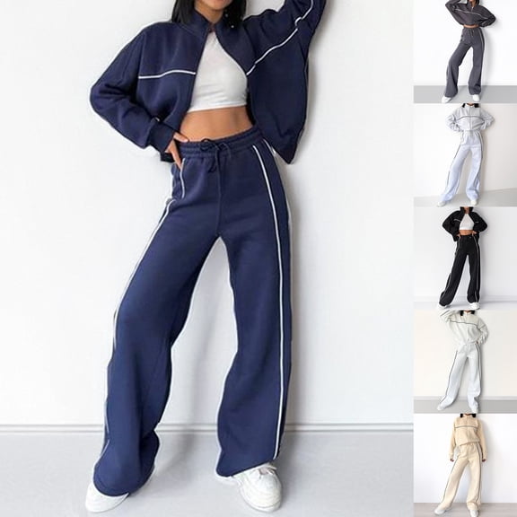 Women's Casual Loose Fit Sweatshirt Set, for Winter Lounge and Everyday Comfortable Wear,Beige,L