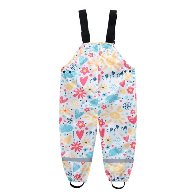 LSLJS Pantalon de Pluie à Bretelles pour Enfant pour Bébés Garçons Filles, Pantalon d'Eau pour Jouer, Imperméable pour Enfant