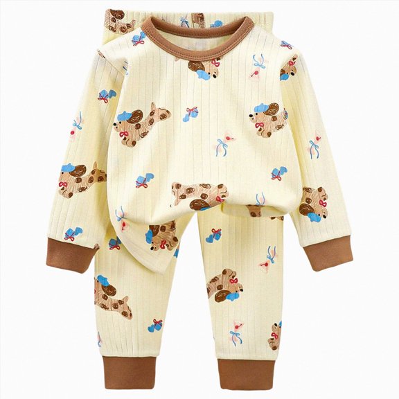 masbird Little Girls Boys Pajamas Cotton Long Sleeve Pjs Set Kids Graphic Pajama Baby 2 Pieces Sleepwear Toddler Heart Clothes 6-24 Months 2t 3t 4t 5t 6t 7t 8t 9t(Coffee,3-4 Y)