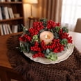 thumbnail image 5 of Christmas Candle Ring Wreath – Simulated Flower Centerpiece, 7.9 Inch Festive Ring for Dining Table Wedding Party Decor, Multicolor, 5 of 6