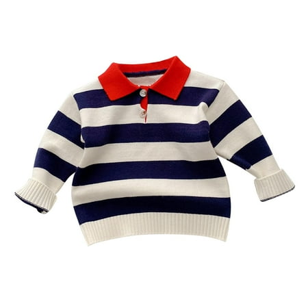 

Baby Kids Toddler Girls Boys Spring Winter Long Sleeve Striped Thick Knit Sweater Pullover Tops Clothes
