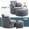 thumbnail image 2 of KINFFICT Chenille Swivel Barrel Chair with Storage Ottoman, Oversized Comfy Accent Chair for Living Room, Bedroom, Gray, 2 of 7