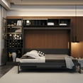 thumbnail image 6 of Harper & Bright Designs Queen Murphy Bed Wall Bed with Sofa, Queen Size Cabinet Bed Folding Wall Bed with Storage Shelves USB & Light for Guest Room Office, Gray, 6 of 19