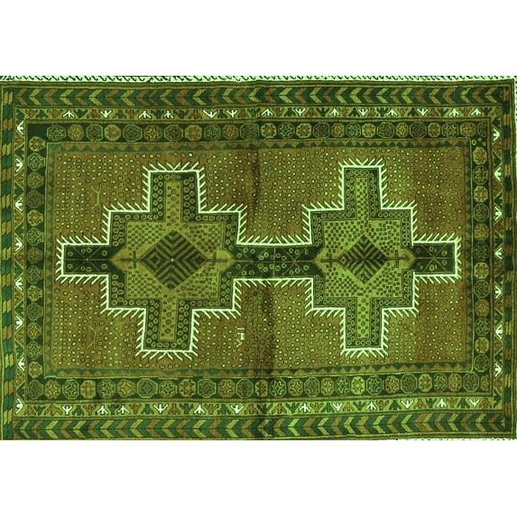 Ahgly Company Indoor Rectangle Persian Green Traditional Area Rugs, 8' x 10'