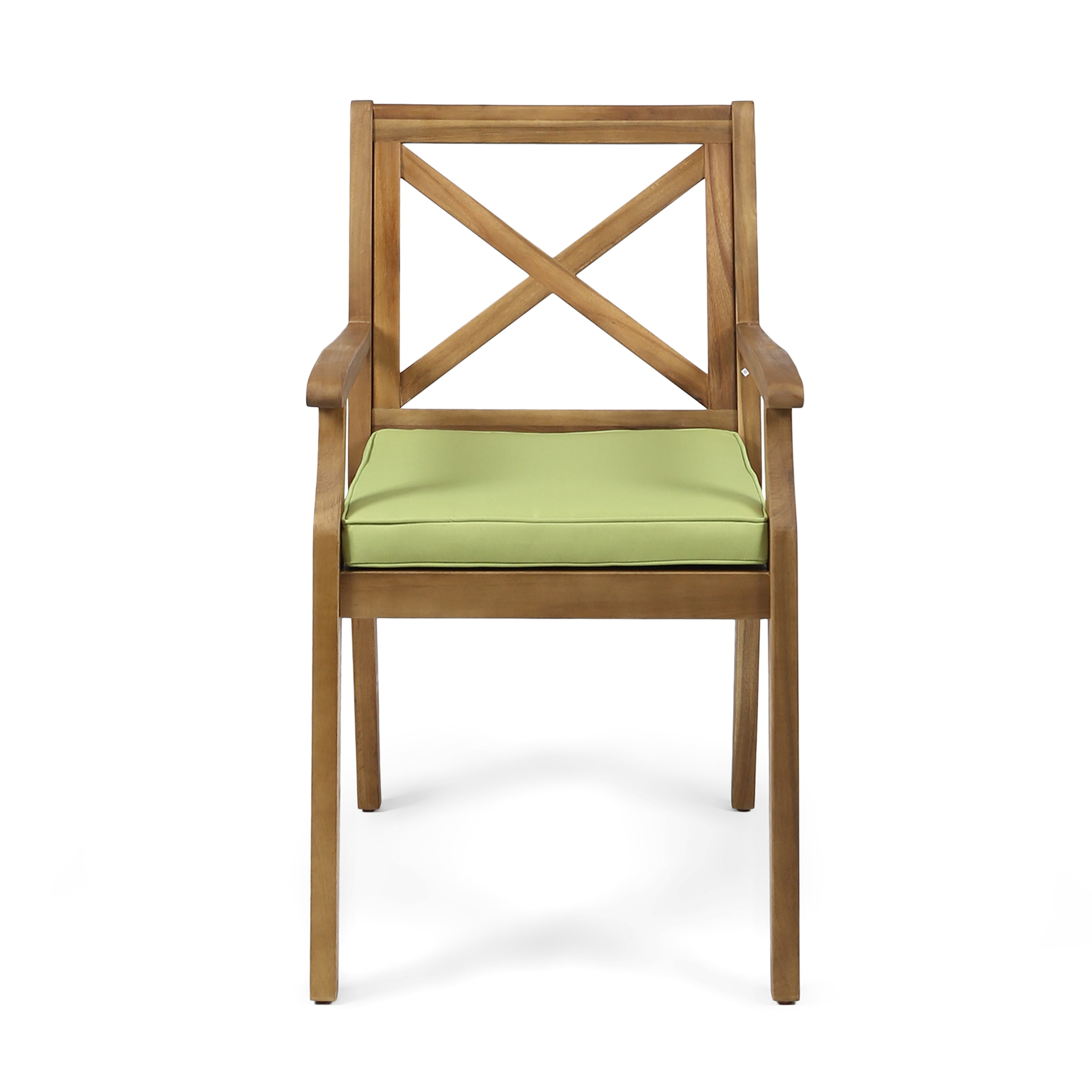 MAYEERTY DINING CHAIR 2PCS with 2 Green Cushions Outdoor Use for Backyard Poolside Garden