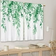 thumbnail image 3 of Eucalyptus Turquoise Green Leaves Kitchen Curtains Botanical Floral Plant Small Short Cafe Window Curtains Flower Rod Pocket Bathroom Drapes Treatment Tier Curtains 2 Panels (26x36 Inch), 3 of 6