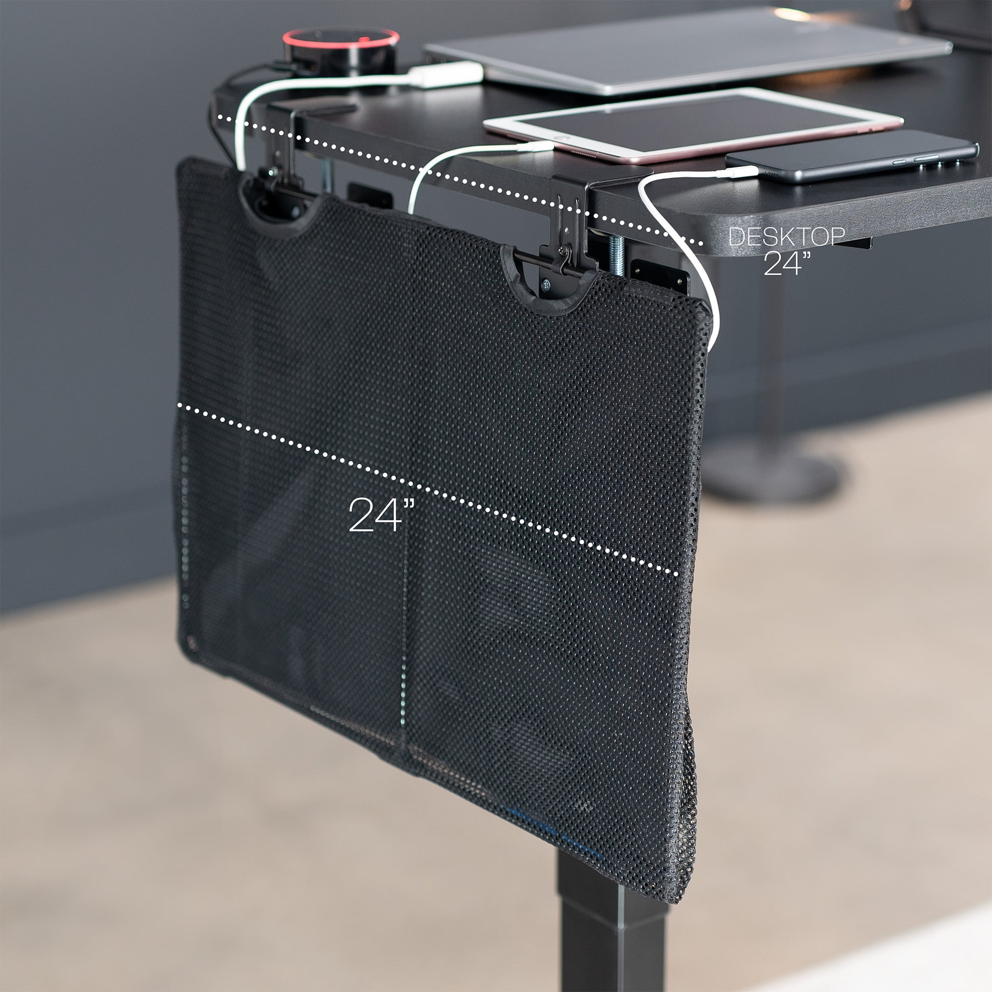 VIVO Black Clamp-on 24" Privacy & Cable Management Sleeve Panel Kit for Desk