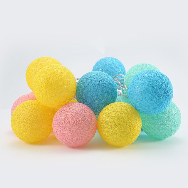 Advancent Guirnalda de 20 bolas de algodón LED, guirnalda de luces navideñas, cuerdas de iluminación para vacaciones al aire libre, boda, fiesta de Iluminación navideña Macarrón 3Masa Advancent HA006257-06
