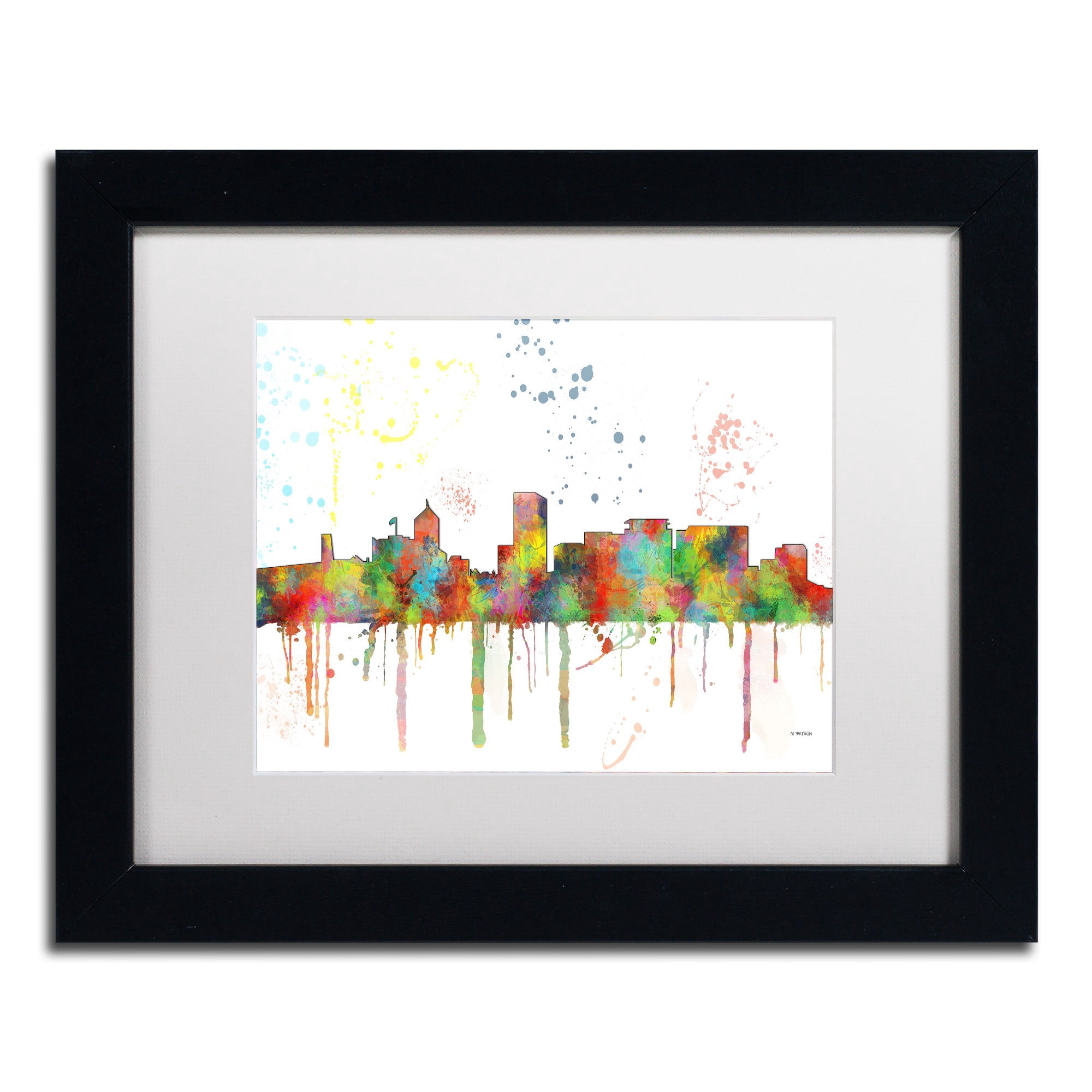 Trademark Fine Art "Portland Oregon Skyline Mclr-1" Canvas Art by Marlene Watson, White Matte, Black Frame