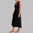 thumbnail image 6 of QUNYINEY Summer Dresses for Women Black Cotton Linen Sleeveless Midi Sundress Loose Fit Casual with Pockets A Line V Neck Dresses, 6 of 6