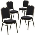thumbnail image 1 of 4 Pk. HERCULES Series Crown Back Stacking Banquet Chair in Black Patterned Fabric - Gold Vein Frame, 1 of 7