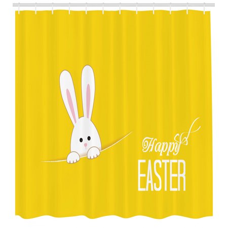 Yellow Shower Curtain Set Easter Bunny Rabbit Animal Cartoon