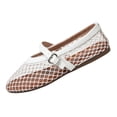 thumbnail image 2 of HTHLVMD Breathable Ballet Shoes, Buckle Strap Loafers, Women's Mesh Mary Jane Flats Breathable Woven Ballet Shoes Casual Buckle Strap Pointed Toe Dress Shoes Lightweight Loafers, White 5.5, 2 of 5