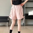 thumbnail image 4 of Liyamei Girls Cargo Shorts with High Waist and Wide Leg for Summer Play Size 7-15,Pink, 4 of 5