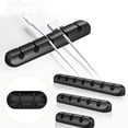 thumbnail image 1 of Portacables Enrollador flexible, Soportes para cables, Gestión de cables Clips de silicona para cables, Organizador de cables para PC / Auriculares / 2 solt negro, 1 of 7