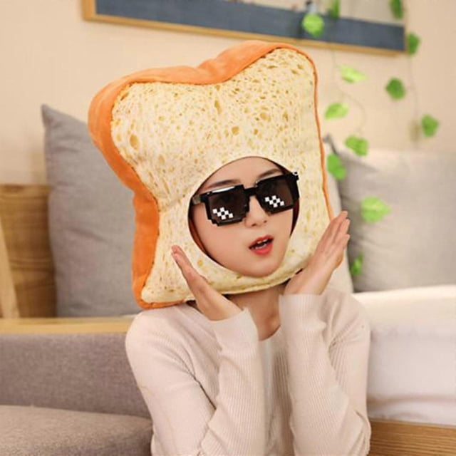 Lindo y divertido gorro de tostada, juguetes de peluche, gorro de pan, regalo creativo para cumpleaños o Navidad, disfraz, sombrero novedoso, accesorios de fotos para adultos y niños.