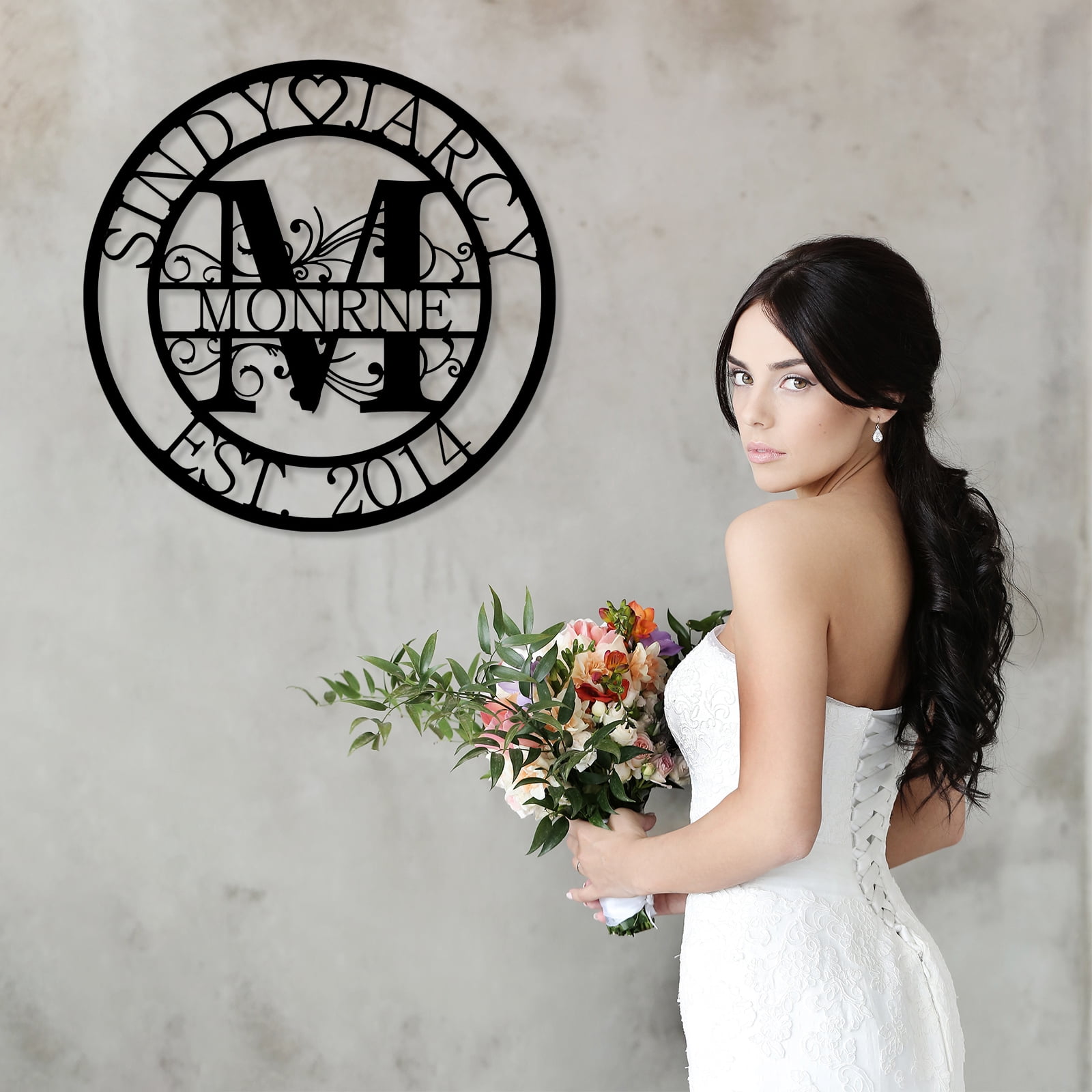 Custom Metal Sign | Personalized Family Name Sign | Monogram Wall Decor | Metal Name Sign| Split Letter Name | Anniversary Wedding Gifts| Custom Outdoor Signs | Metal Wall Art | Couple Gift(10inches)
