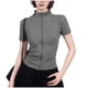 thumbnail image 3 of Xuyuer Yoga Waist Cinch Short Sleeve Top - Women's Casual Sports Half High Neck Summer Shirt for Workout Sessions, Athletic Streetwear Style & Breathable Gym-to-Street Wear, 3 of 4