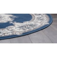 thumbnail image 5 of Hampton Traditional 5' Round Navy and Gray Polypropylene Indoor Area Rug, 5 of 7