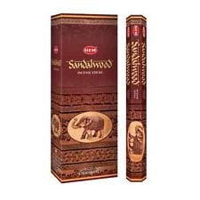 Incense Sandalwood, 120 Sticks in a Six Pack. HEM Brand, Hand Rolled in India