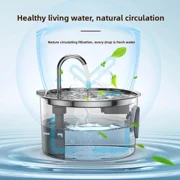 DFS Stainless Steel Pet Automatic Water Fountain, 108oz/3.2L Large Capacity and Ultra-Quiet Pet Drinking Dispenser Includes 2 Replacement Filters & Sponges for Cats & Dogs