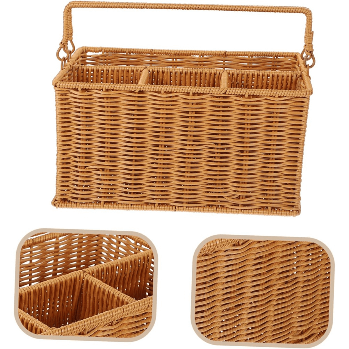 Woven Cutlery Storage Basket Outdoor Silverware Cadd-Y Utensil Organizer Cutlery Organizer Cutlery Holder Basket