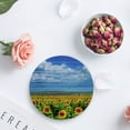thumbnail image 2 of POGLIP Sunflower on Wooden Board Set of 8 Round Coaster for Drinks, Absorbent Ceramic Stone Coasters Cup Mat with Cork Base for Home Kitchen Room Coffee Table Bar Decor, 2 of 3