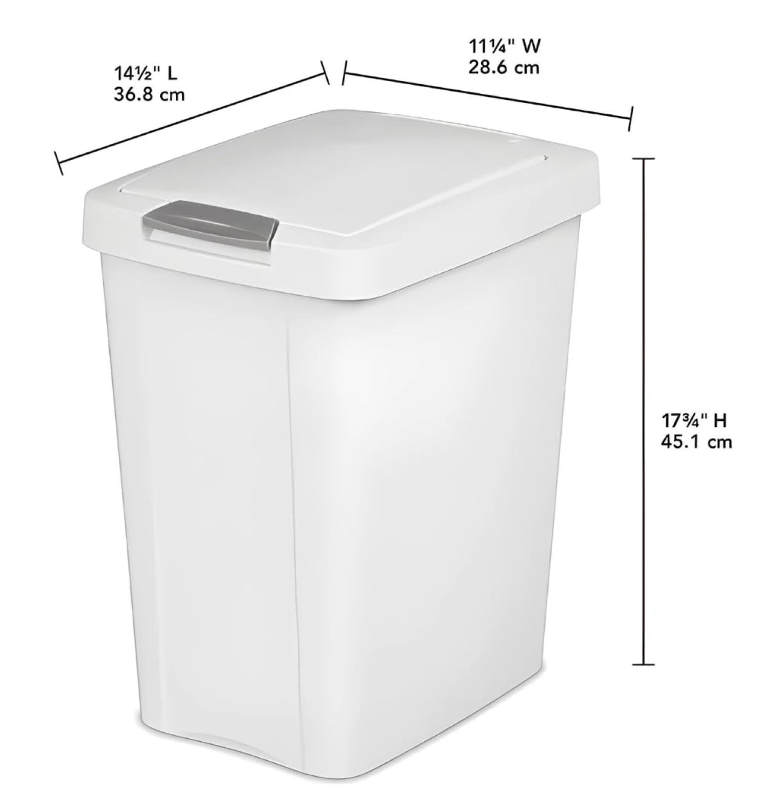 7.5 Gallon White Trash Can with Touch Lid - Office, Kitchen, Bathroom Wastebasket - Under Sink Garbage Can - Durable Plastic Bin with Locking Lid