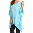 thumbnail image 4 of Sakkas Wren Lightweight Circle Poncho Top Blouse With Detailed Embroidery - TD-Turquoise - OS, 4 of 4