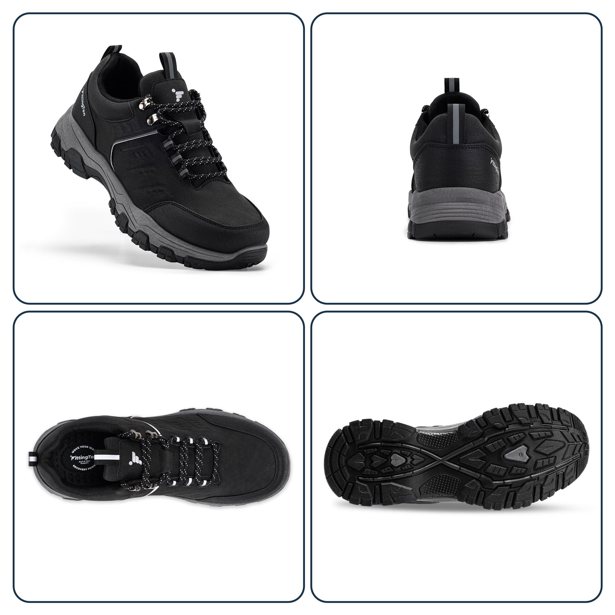 Fittington Men's Hiking Shoes Trekking Trails Outdoor Sneakers Walking Shoes with Arch Support, Reflective Safety Feature