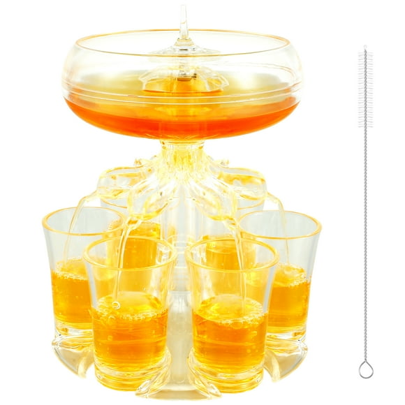 ODOMY Acrylic Shot Glasses Dispenser,6 Shot Glass Dispenser and Holder for Liquid Fun Drinking in College,Camping 21st Birthday Home Parties