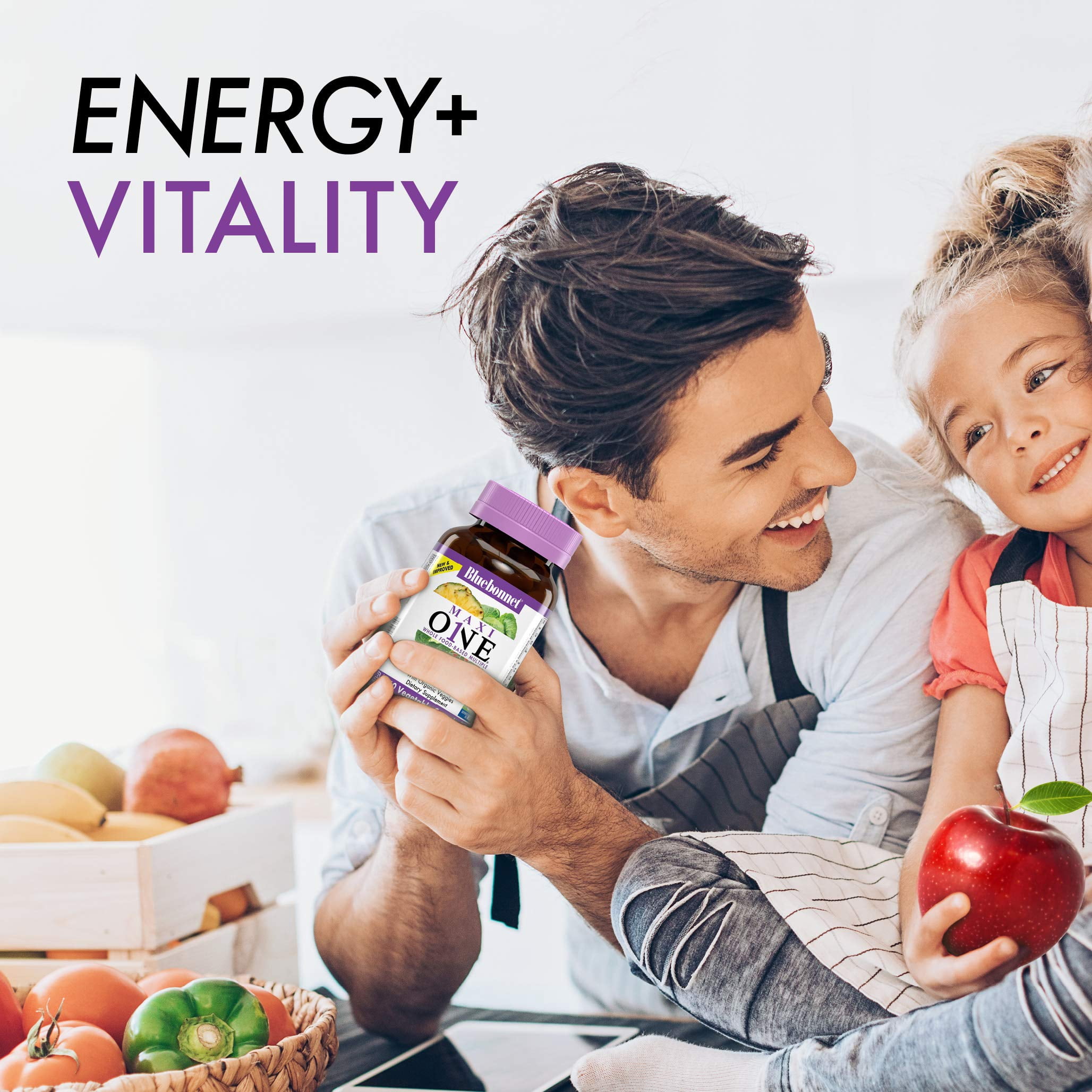 Bluebonnet Maxi One (with Iron), Whole Food Multiple, Enzymes, Energy, Vitality*, 90 Days