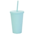 thumbnail image 1 of Double Plastic Straw Cup Candy Color Rubber Paint Coffee Cup Summer Large Capacity Water Cup Frosted Handy Water Cup, 1 of 3