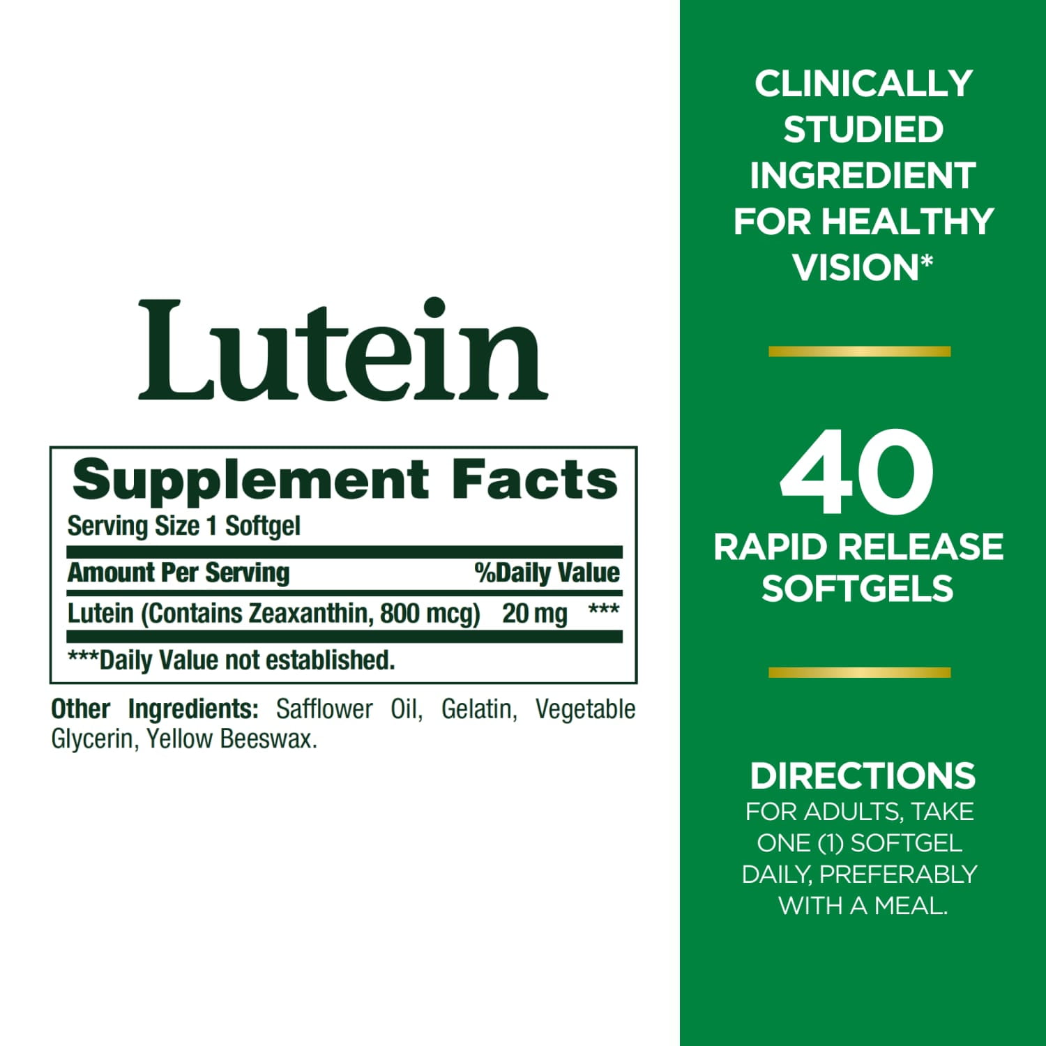 (3 pack) Nature's Bounty Lutein Softgels, 20 Mg, 40 Ct