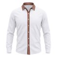 thumbnail image 7 of COMVALUE Men's Linen Shirt Long Sleeve Button Down Collar with Contrast Placket Regular Fit Casual Beach Tops (White, M), 7 of 7