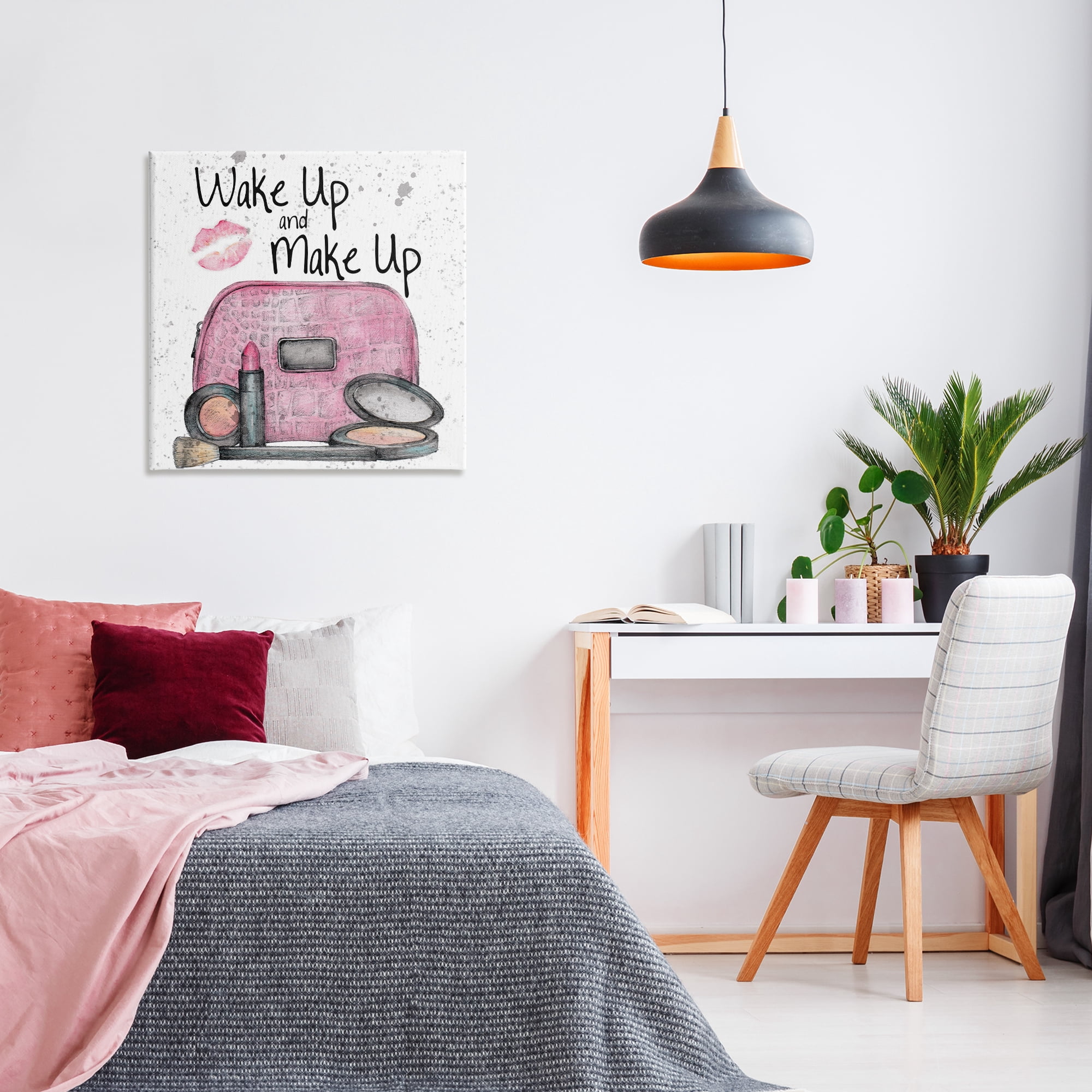 Stupell Industries Wake Up Makeup Phrase Beauty & Fashion Painting Gallery Wrapped Canvas Art Print Wall Art, 30 x 30