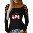 thumbnail image 2 of ICHUANYI Clearance Women's Sexy Off Shoulder Valentine's Day Printed Long Sleeve Hot Drilling Hollow Out T-shirt Blouse Tops ICHUANYI "ICHUANYI", 2 of 7