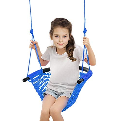 Beletops Kids Swing Swing Seat For Kids With Adjustable Ropes Heavy Duty Rope Play Secure Children Swing Set Hand Kitting Rope Swing Seat Playground Platform Swing Complete Set Blue Walmart Com Walmart Com