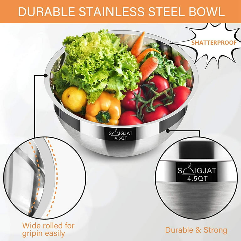  Okuna Outpost 1.5 Qt Stainless Steel Mixing Bowls for Kitchen,  Baking, Cooking Prep (5 Piece Set): Home & Kitchen
