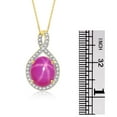 thumbnail image 4 of RYLOS Necklace Yellow Gold 14K Halo Designer Necklace Gemstone &  Diamonds Pendant with 18" Chain 12X10MM Star Ruby July Birthstone Womens Jewelry Gold Necklace, 4 of 7
