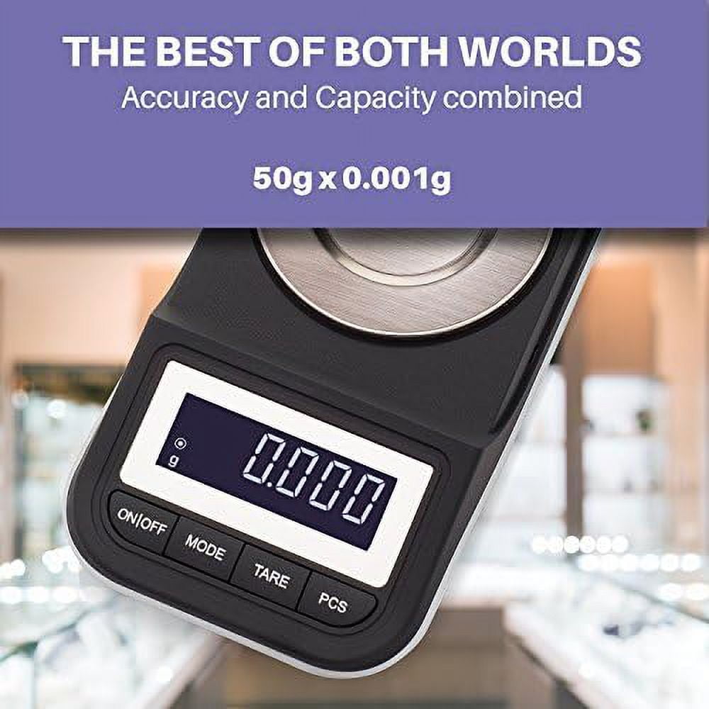 Smart Weigh High-Precision Milligram Digital Scale, 50 x 0.01g, Black, SW-GEM50