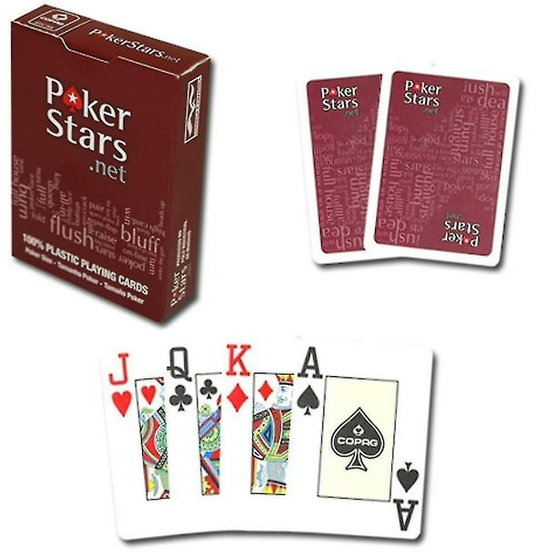 Juego de cartas PokerStars 100% plástico rojo