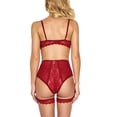 thumbnail image 4 of Conjunto de ropa interior con cinturón de liga sexy para mujer Ropa de dormir de lencería de flores de encaje, Rojo, L Inevent XX000077-06, 4 of 7