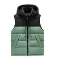 thumbnail image 3 of HOMBOM Womens Heavyweight Puffer Vest Short with Pockets Overcoat Green Stand Collar Coats Hooded Warm for Women Zip up, 3 of 3