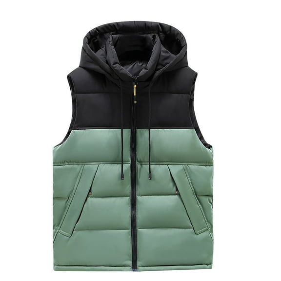 HTNBO Womens Quilted Vest Winter Sleeveless Puffer Jackets Outerwear Color Block Gilet Hooded Padded Waistcoat