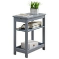 thumbnail image 4 of Kings Brand Furniture - Slim Wood Side End Table with Storage Shelves & Pull-Out Tray, Nightstand for Bedroom, Living Room, Gray, 4 of 5