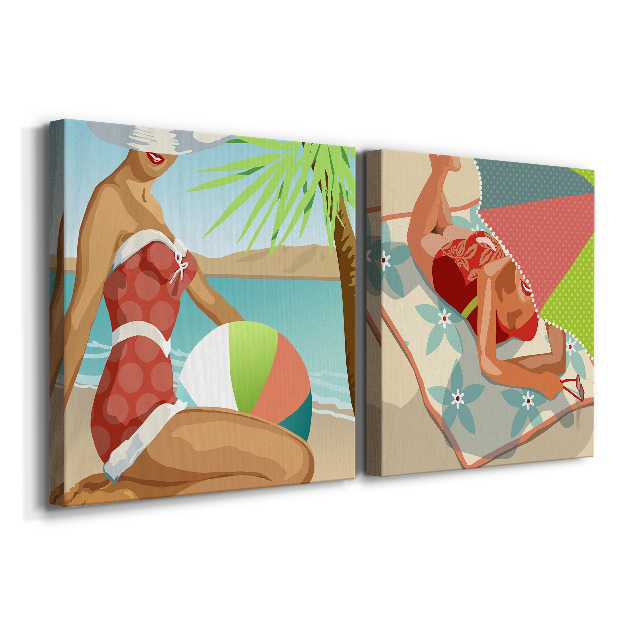 Beach Beauty I - Premium Gallery Wrapped Canvas - Ready to Hang Set of 2 - 40 x 40 Each